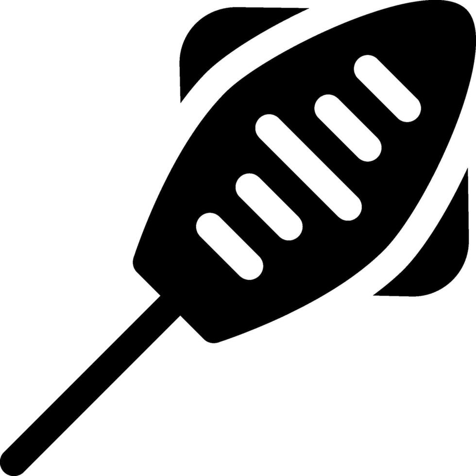 A black and white icon of a spoon vector