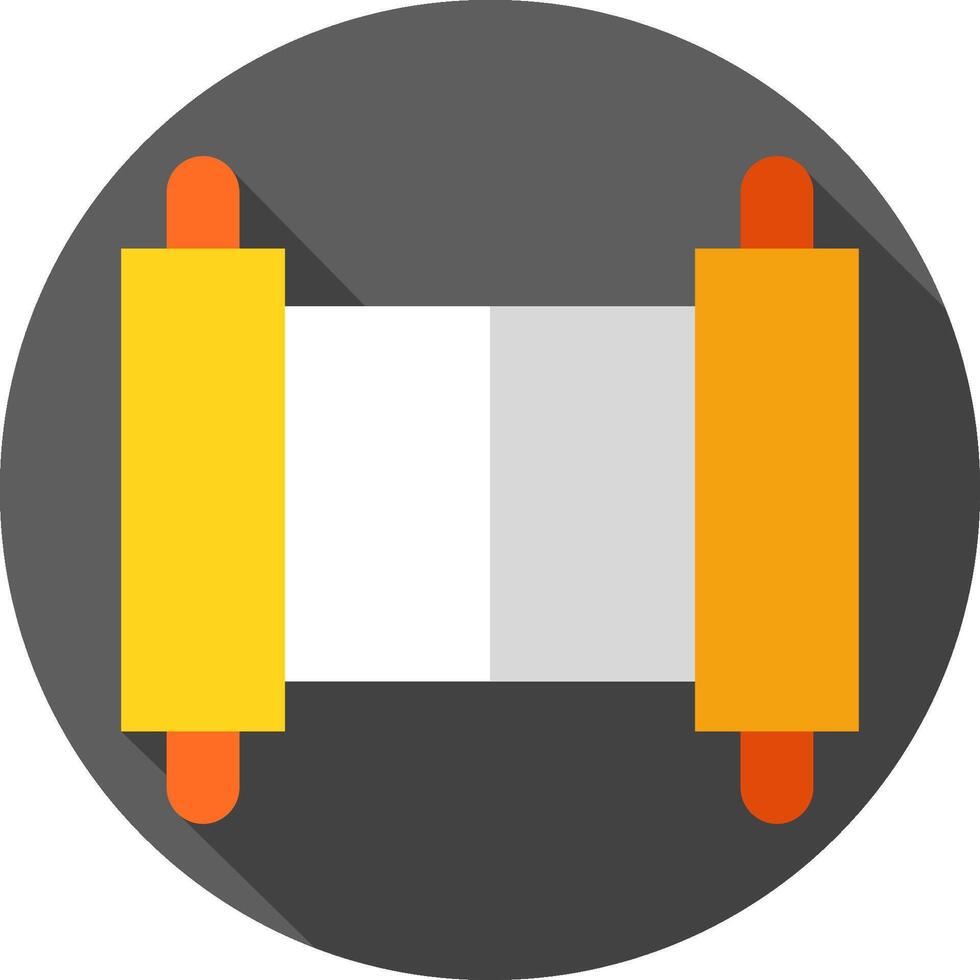 A flat icon of a scroll with two orange sticks vector