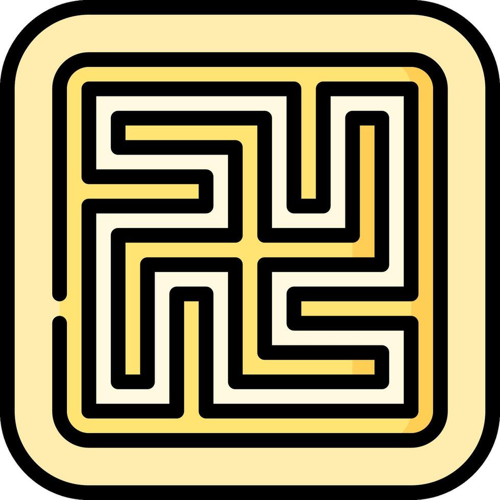 A maze with a square shape and a yellow border vector