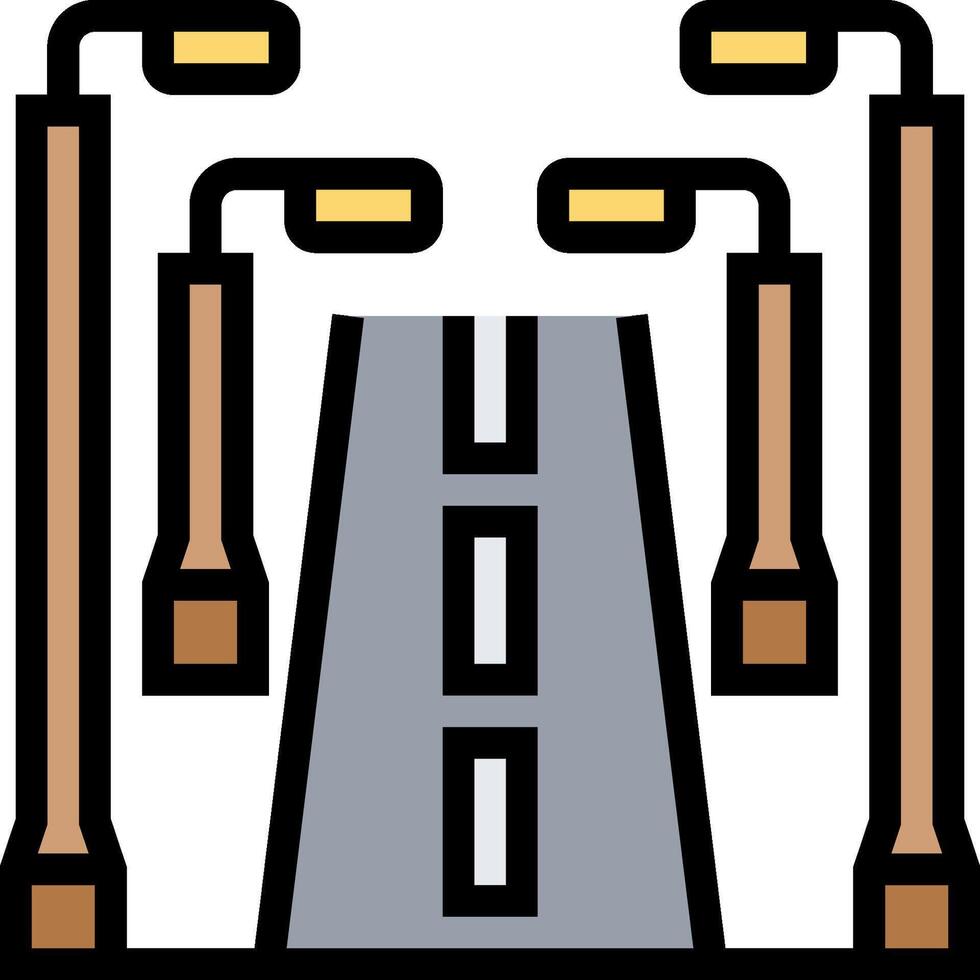 A road with a bridge and a light pole vector