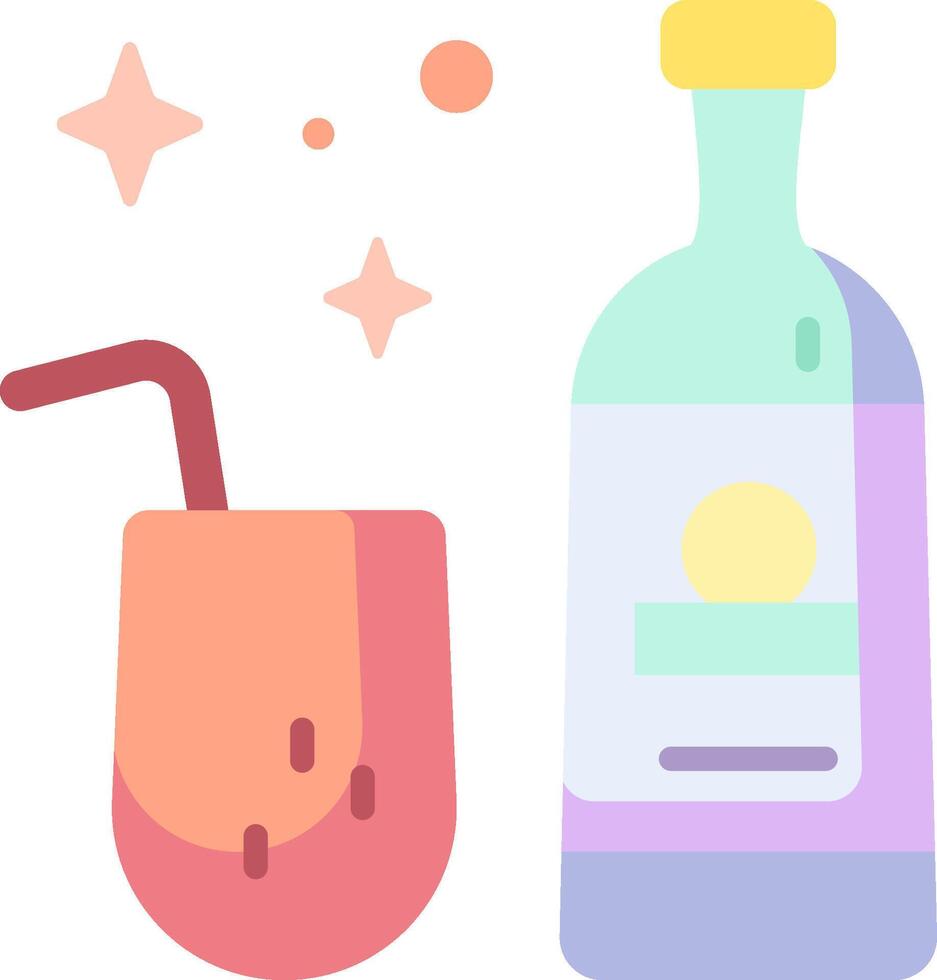 A bottle of alcohol and a glass with a straw vector