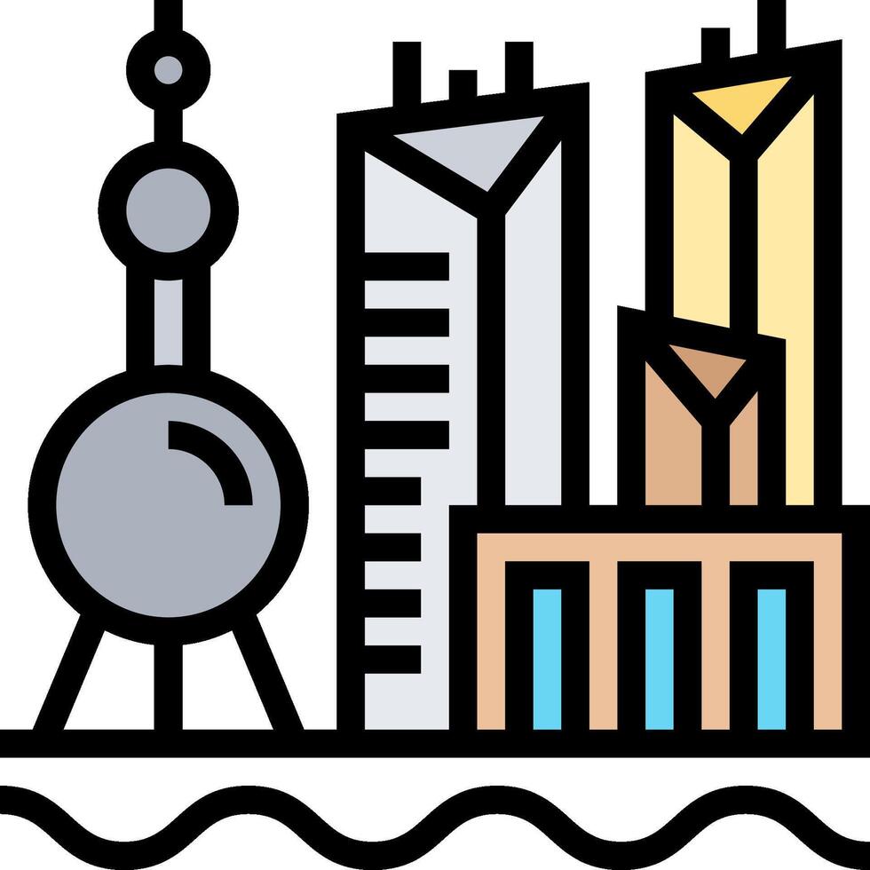 Shanghai skyline illustration vector