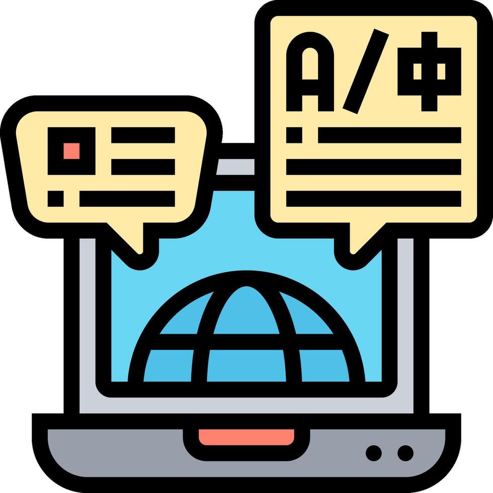 A laptop with speech bubbles and a globe vector