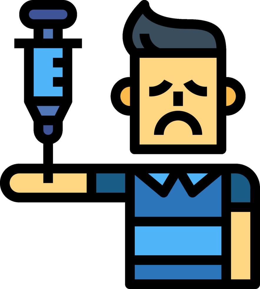 A man holding a syringe and a needle vector