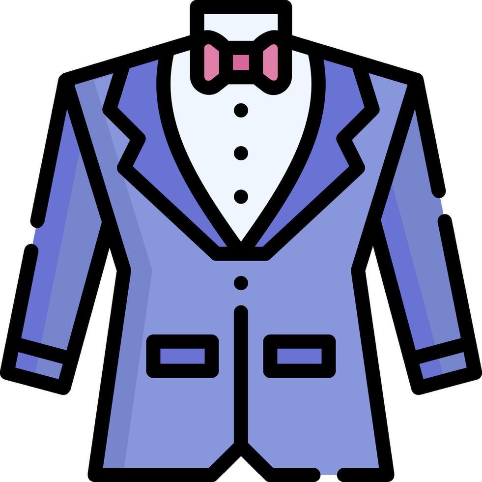 A blue suit with a bow tie and a tie clip vector