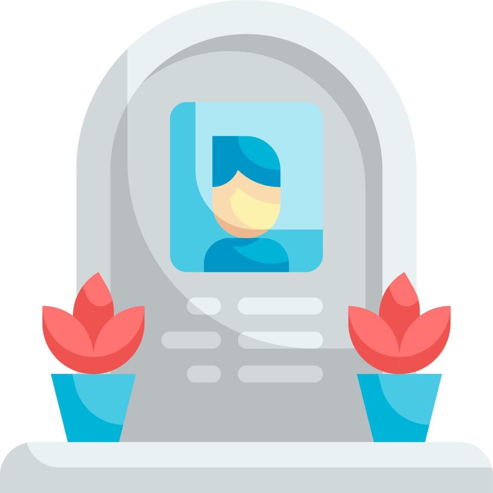 A tombstone with a photo of a person on it vector