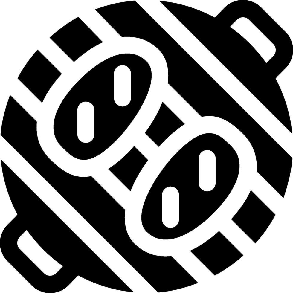 A black and white icon of a pot with two eyes vector