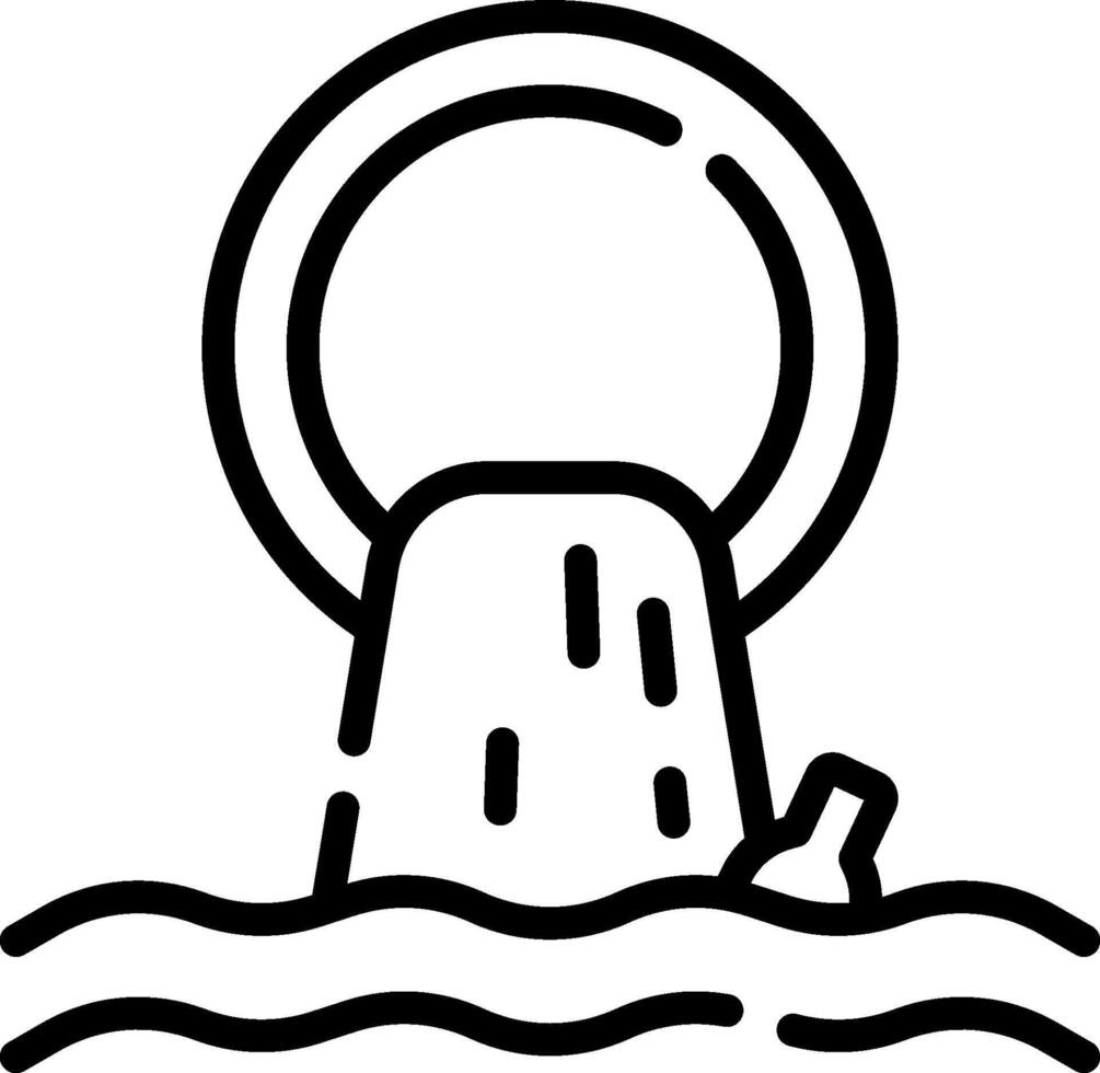A black and white drawing of a man in the water vector