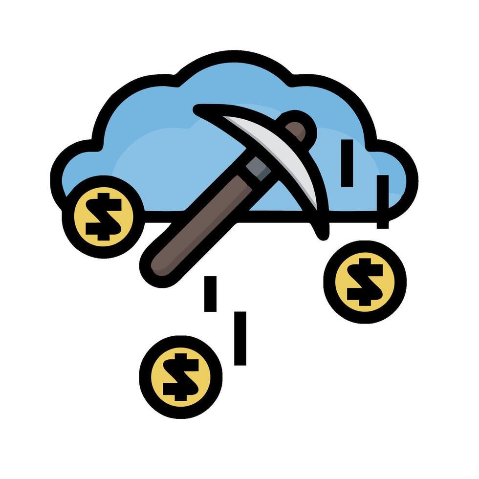 a cloud with a hammer and money falling from it vector