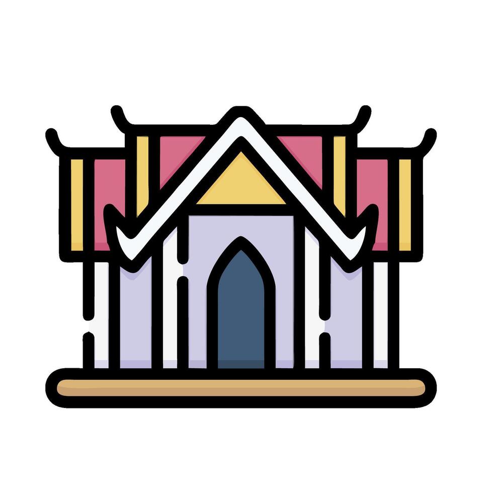 a building with a roof and a red roof vector