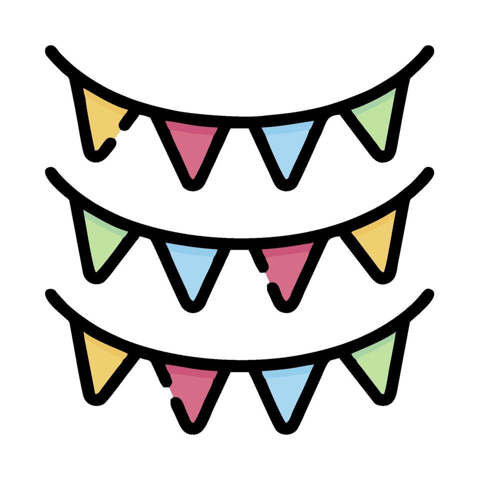 a group of three bunting flags on a white background vector