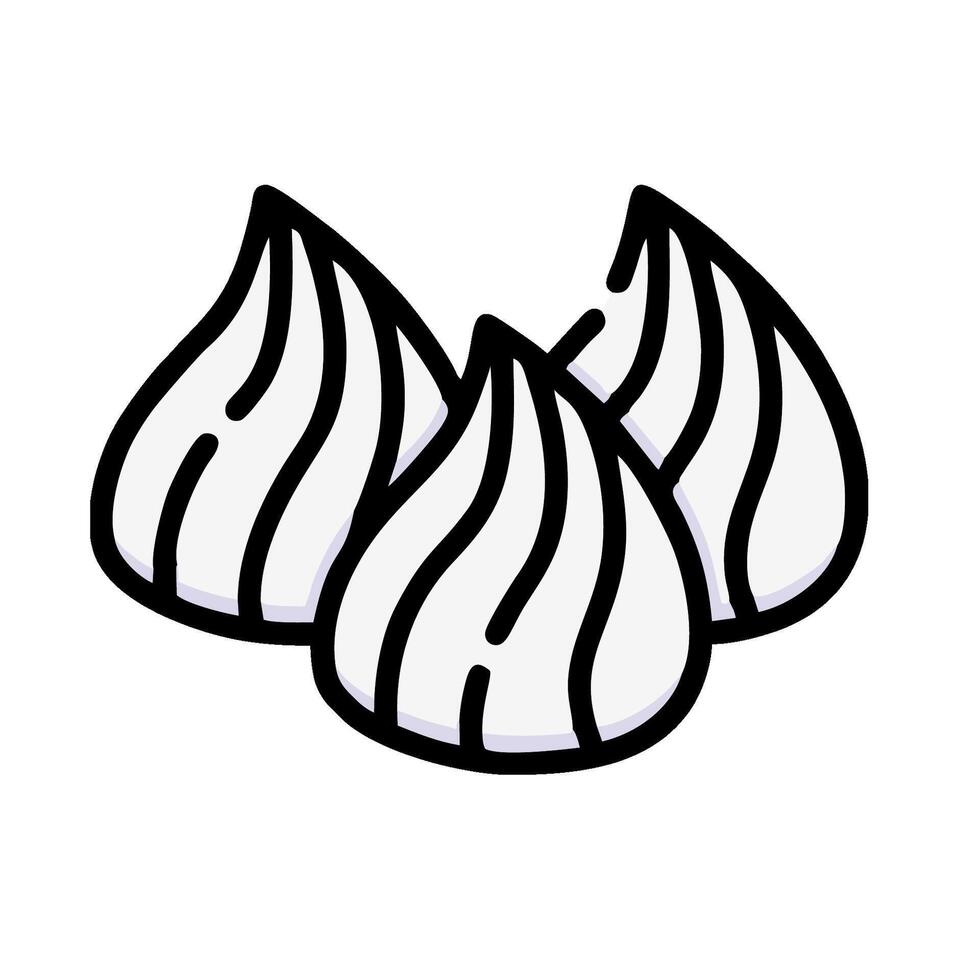 three garlic cloves on a white background vector