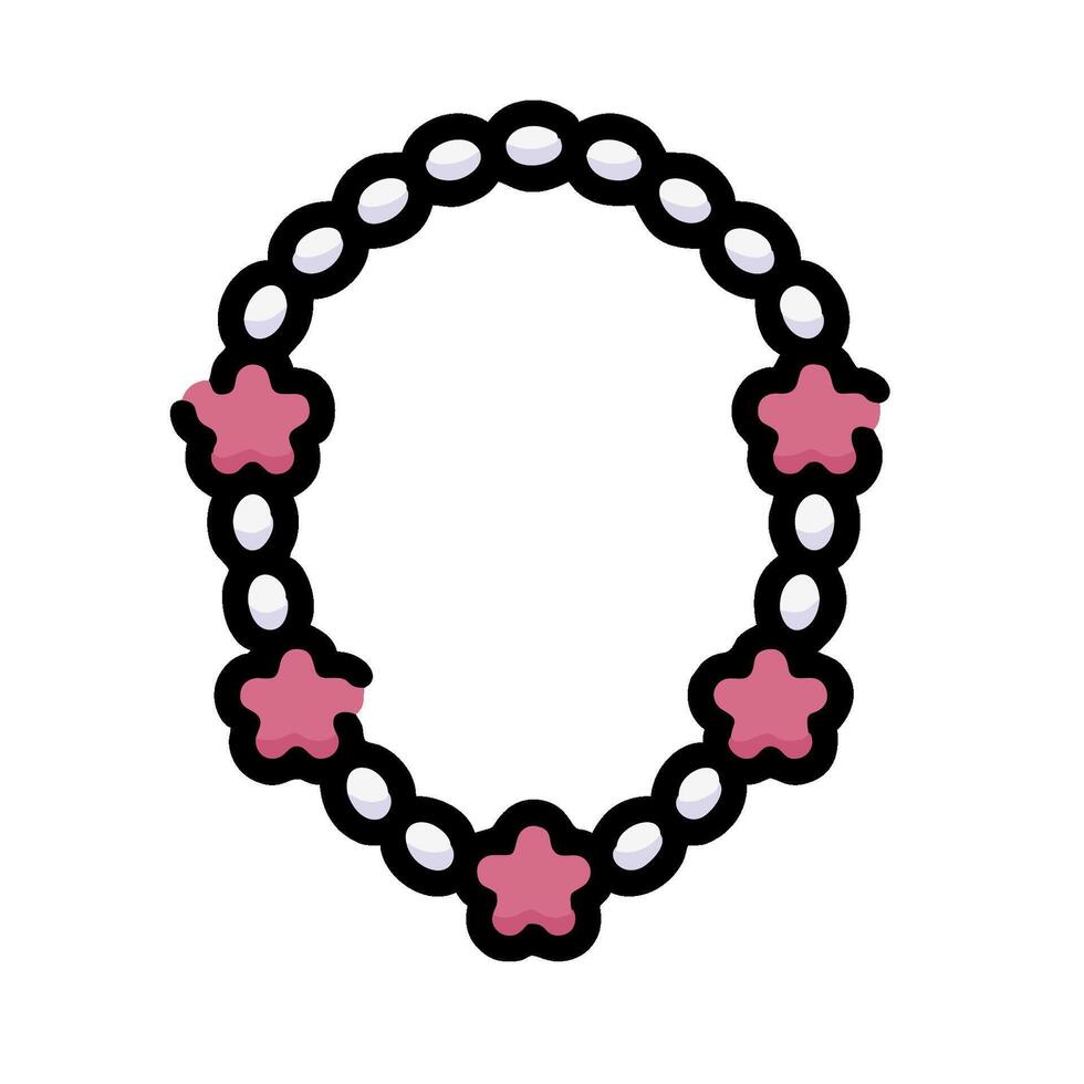 a necklace with pink flowers and beads vector