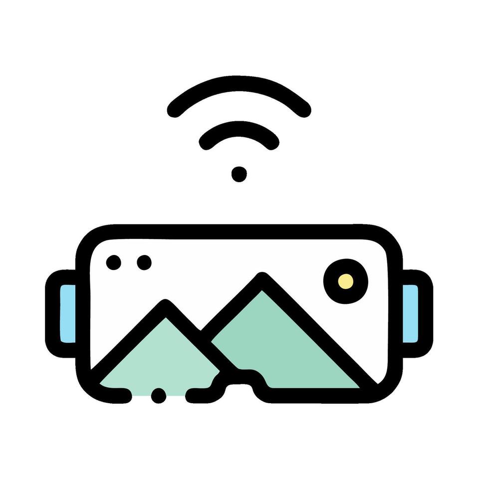 a virtual reality headset with a mountain in the background vector