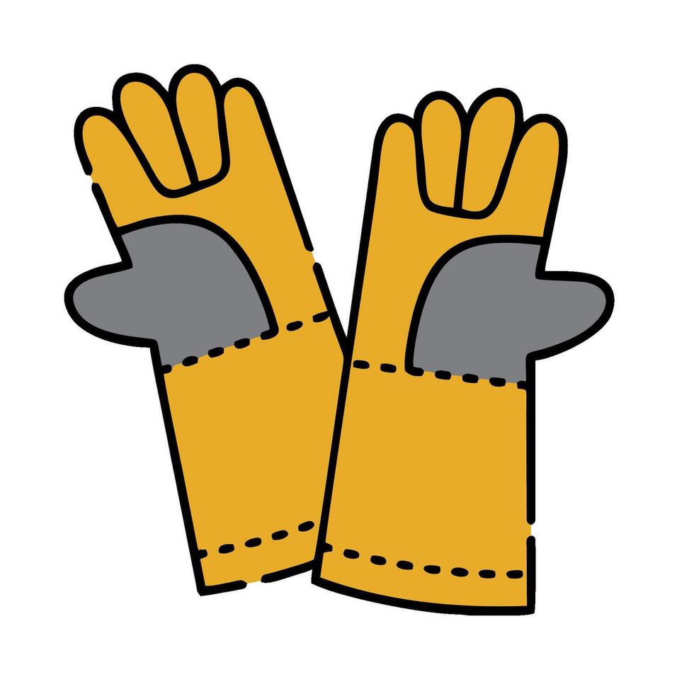a pair of yellow gloves with black gloves vector
