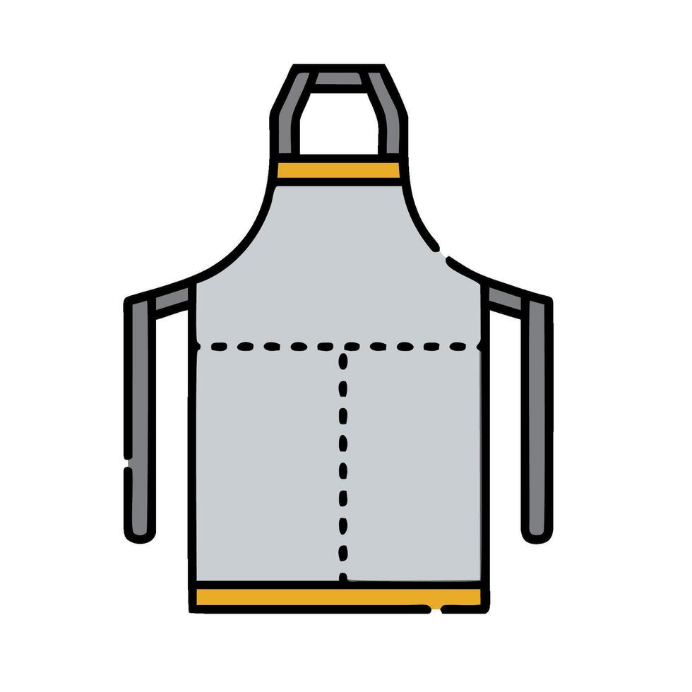 a gray apron with yellow trim on the side vector