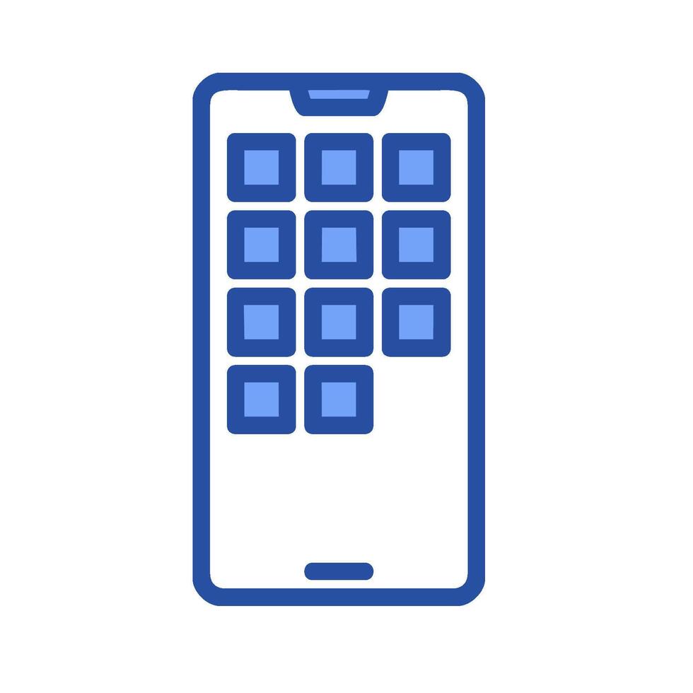 a blue and white phone with a square button vector
