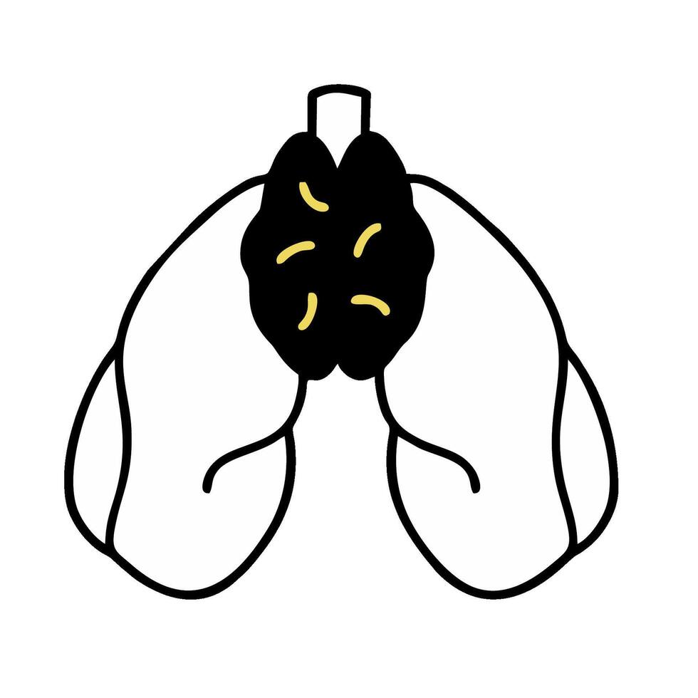 Lungs with a black and yellow leaf on the side vector