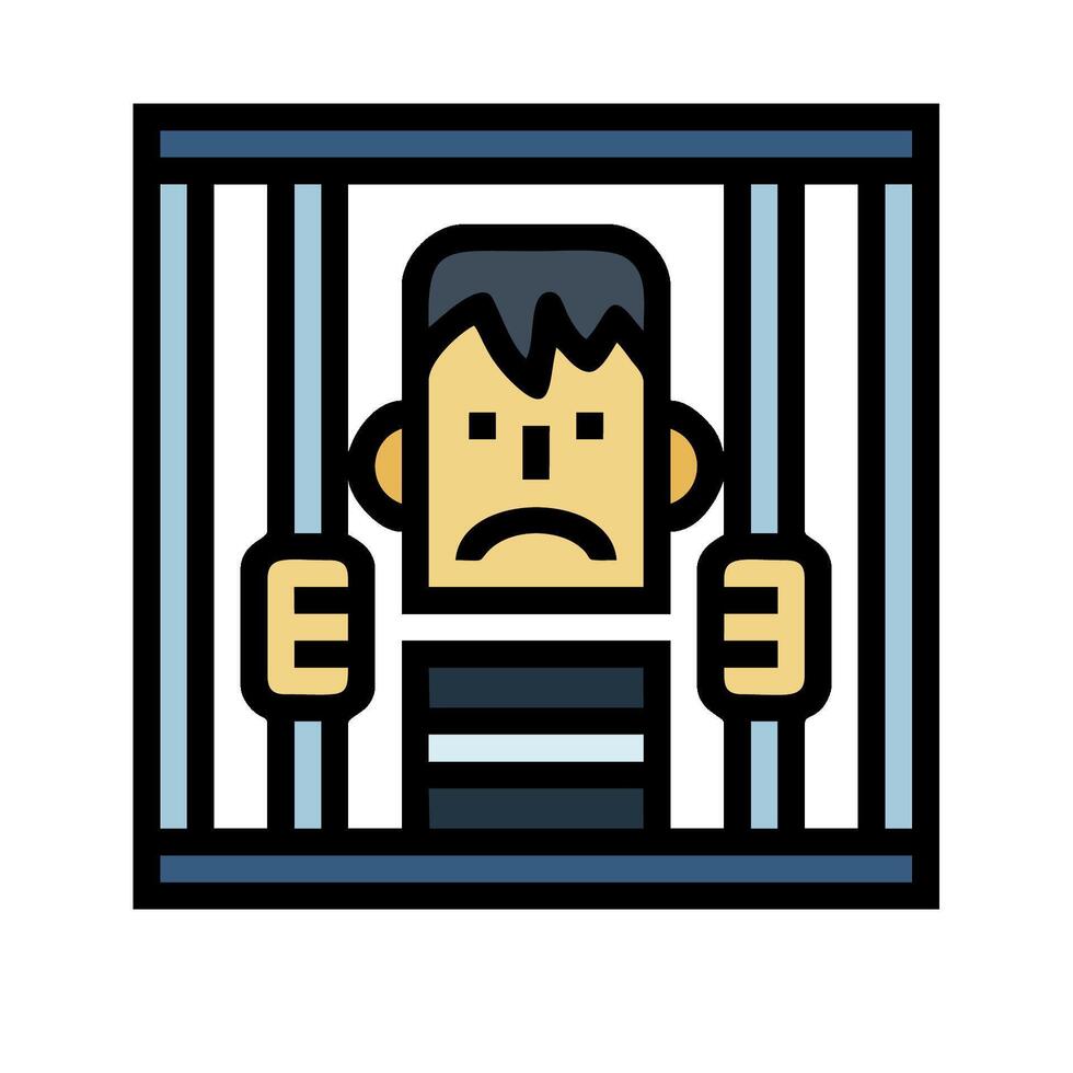 a man in jail cell with a sad face vector