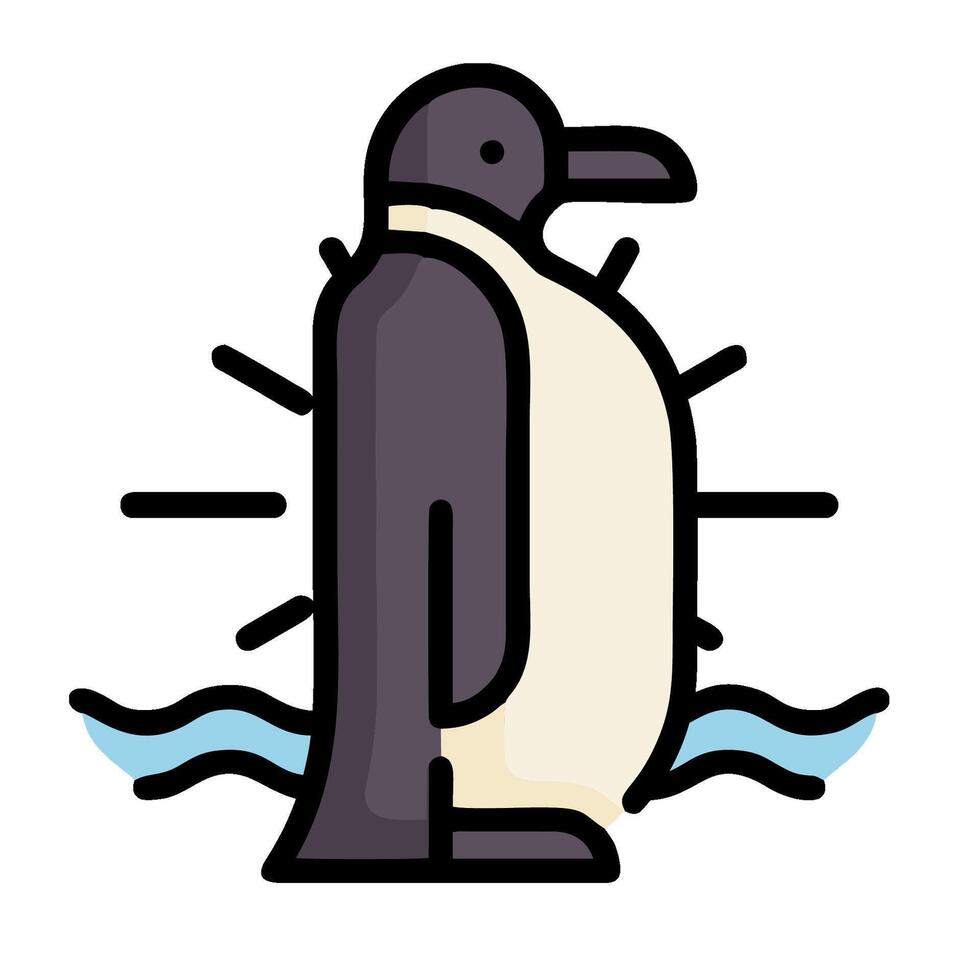 Penguin standing in water with sun rays vector