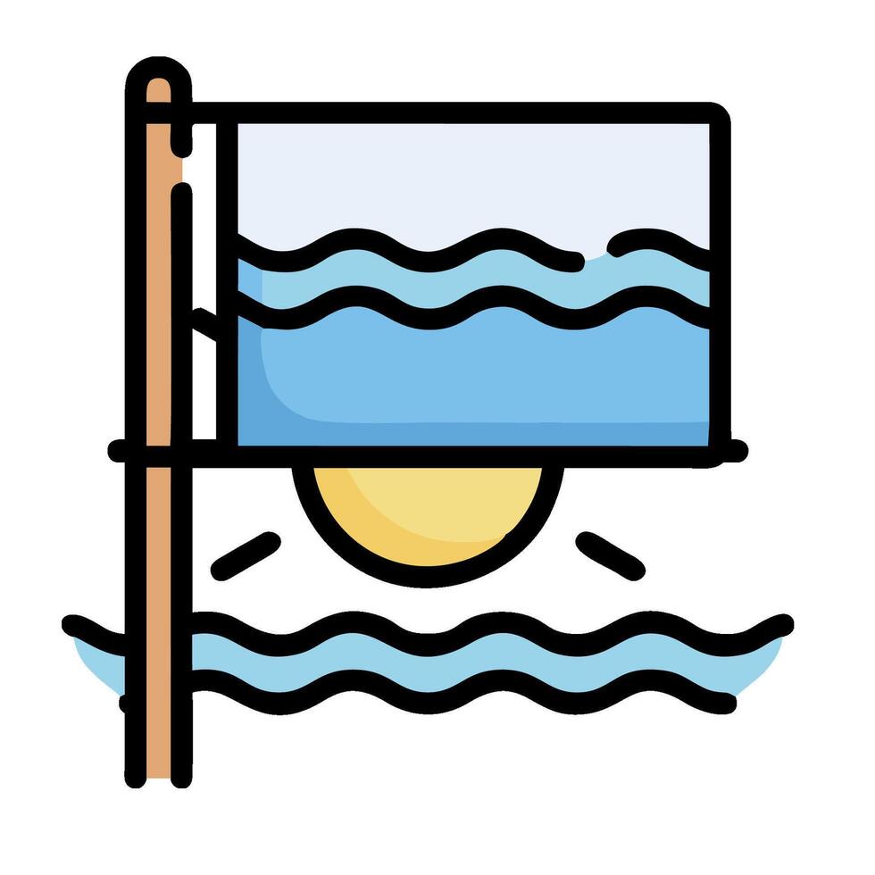 A flag with waves and a sun on it vector