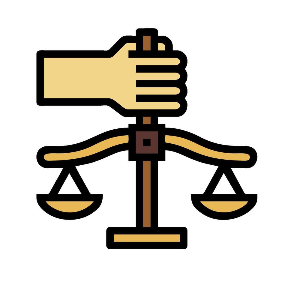 A hand holding a scale of justice on a white background vector
