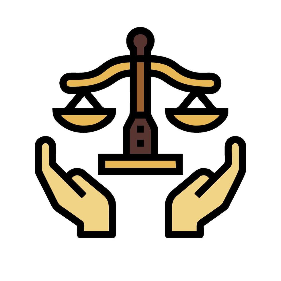 Two hands holding scales of justice icon vector