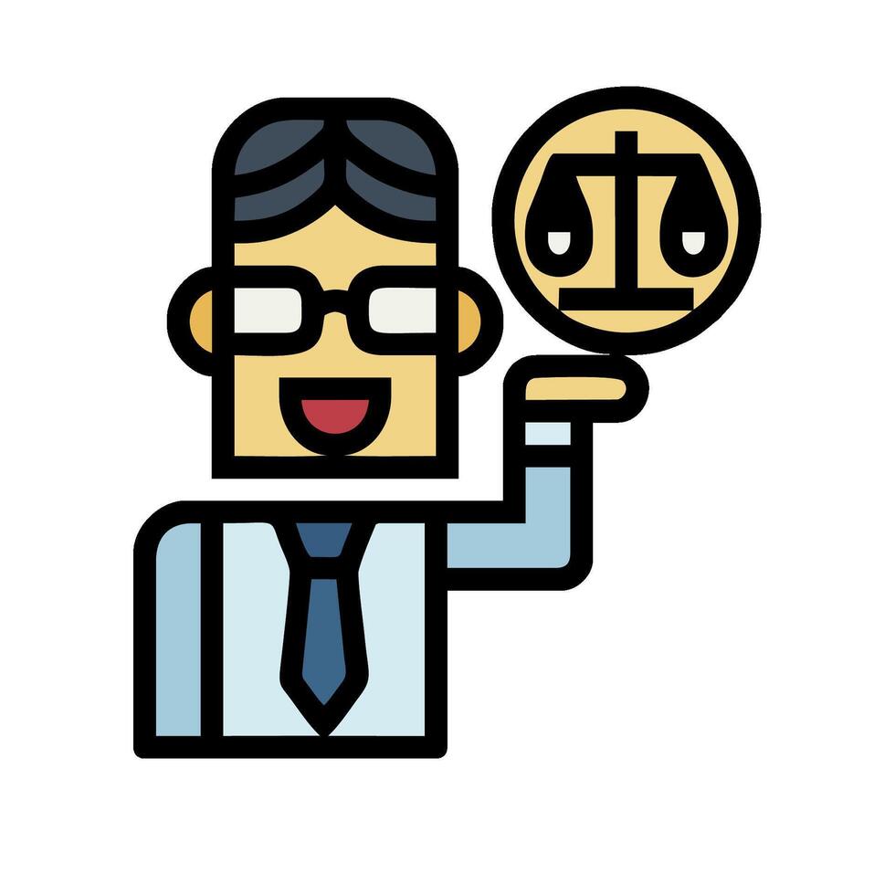 A cartoon man holding up a balance scale vector