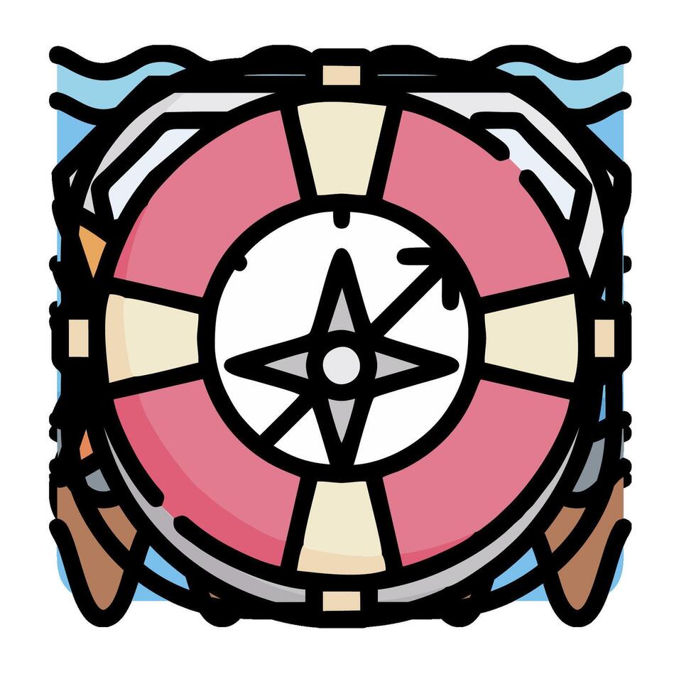 A life preserver with a compass and a star vector
