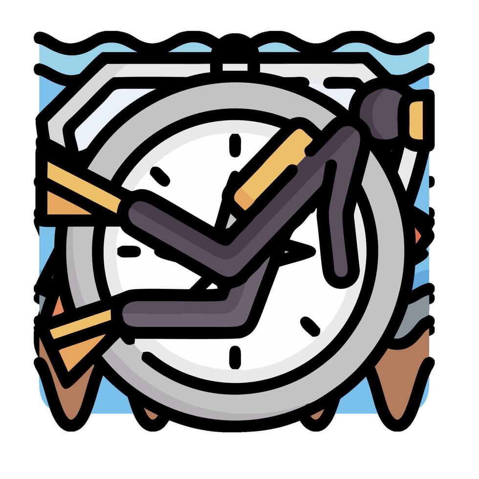 A cartoon clock with a diver in the water vector
