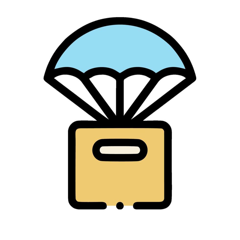 A parachute icon with a box and a parachute vector
