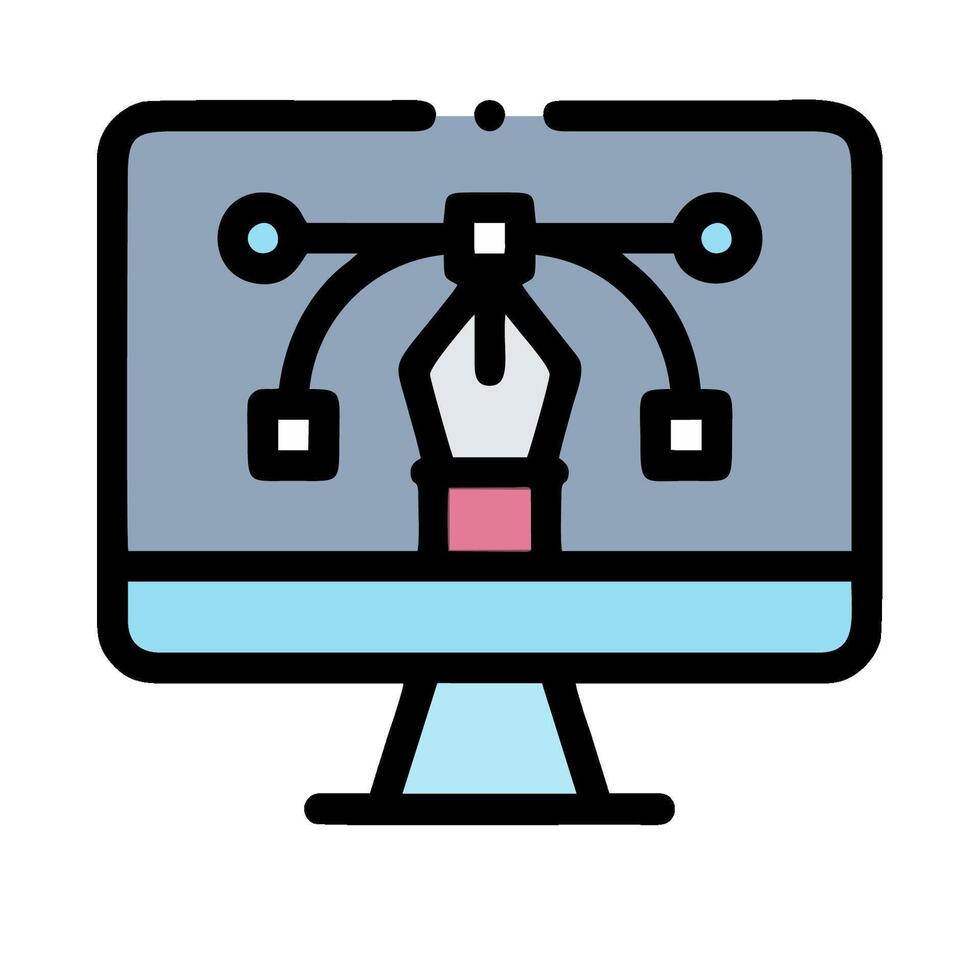 A computer monitor with a mouse and keyboard vector
