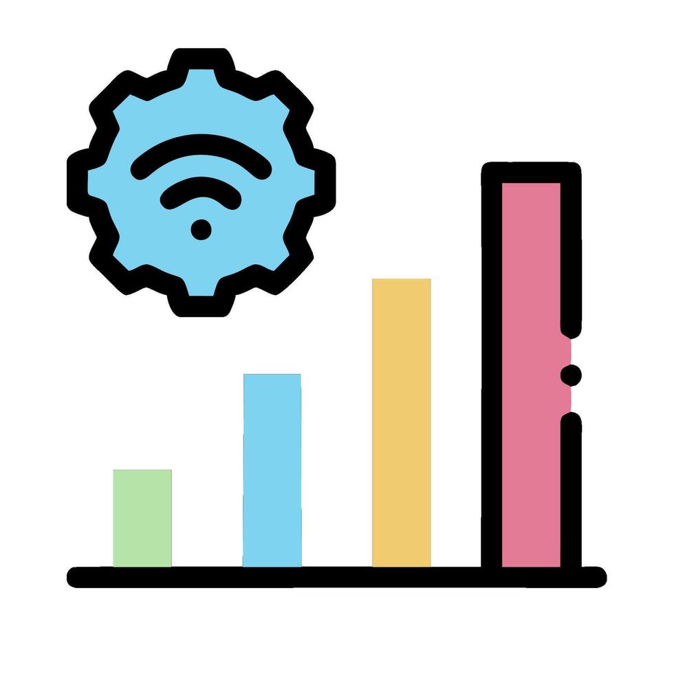 A wifi icon with a gear and a bar graph vector