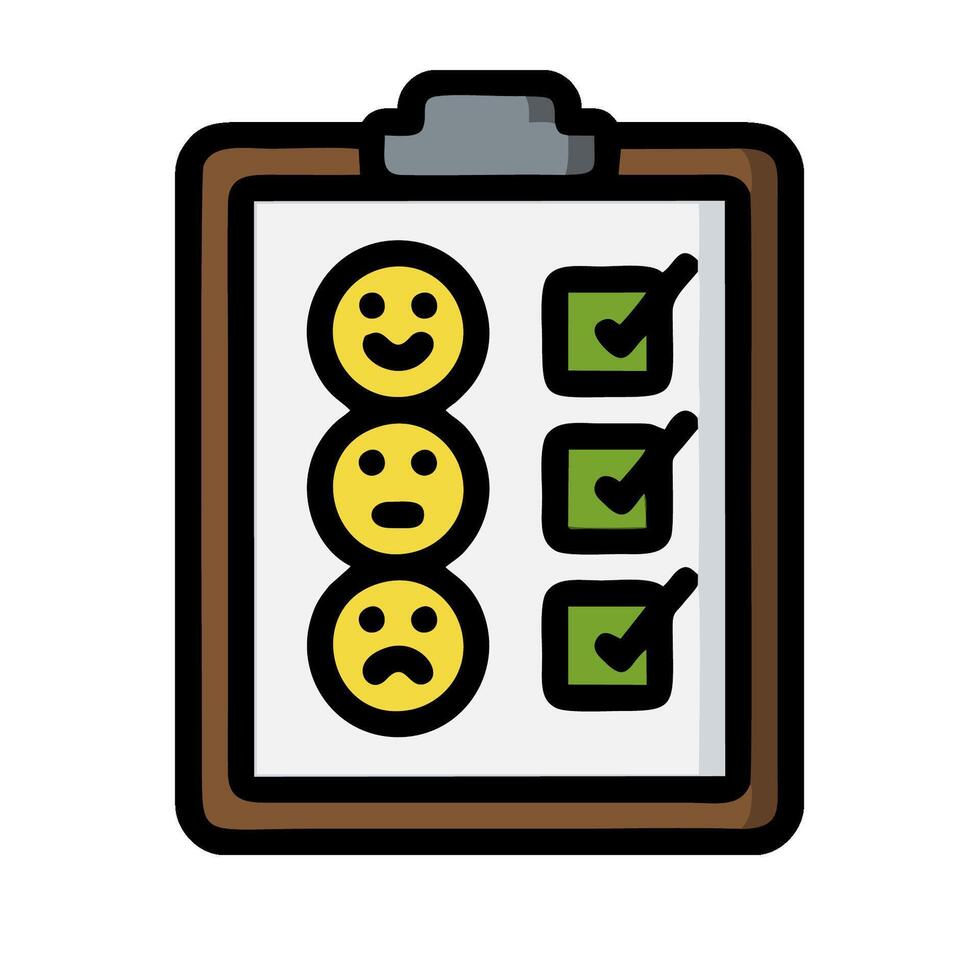 A clipboard with four smiley faces on it vector