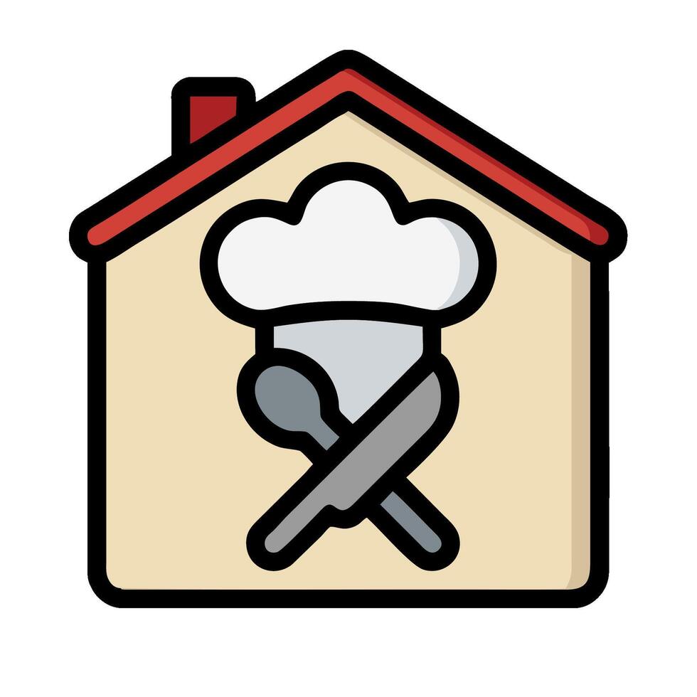 A chef's hat and a knife are on a house vector