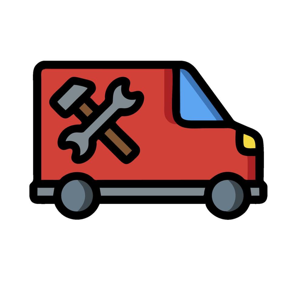 A red van with a wrench on the side vector