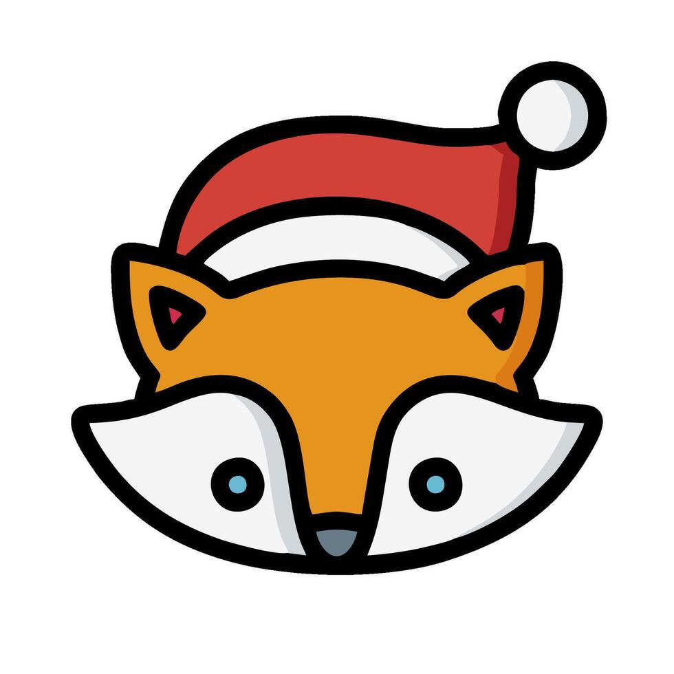 A cartoon fox wearing a santa hat vector
