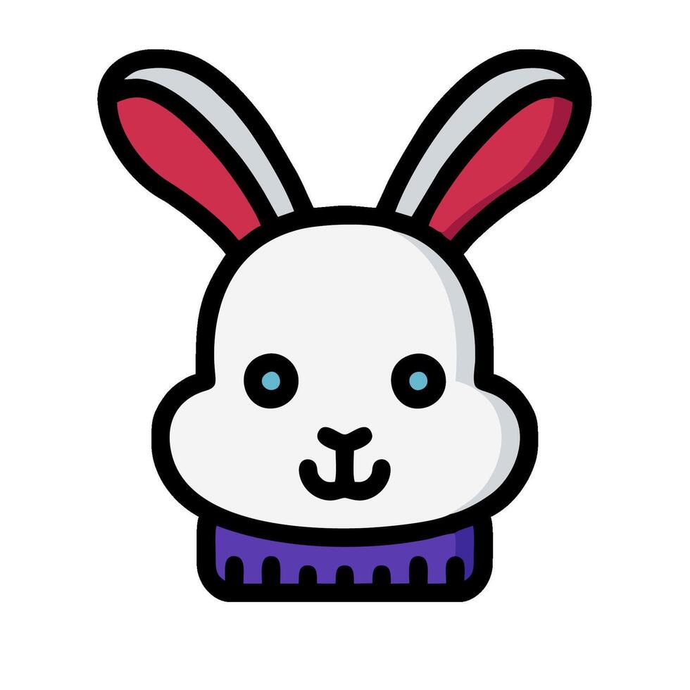 A cartoon bunny head with a purple scarf vector