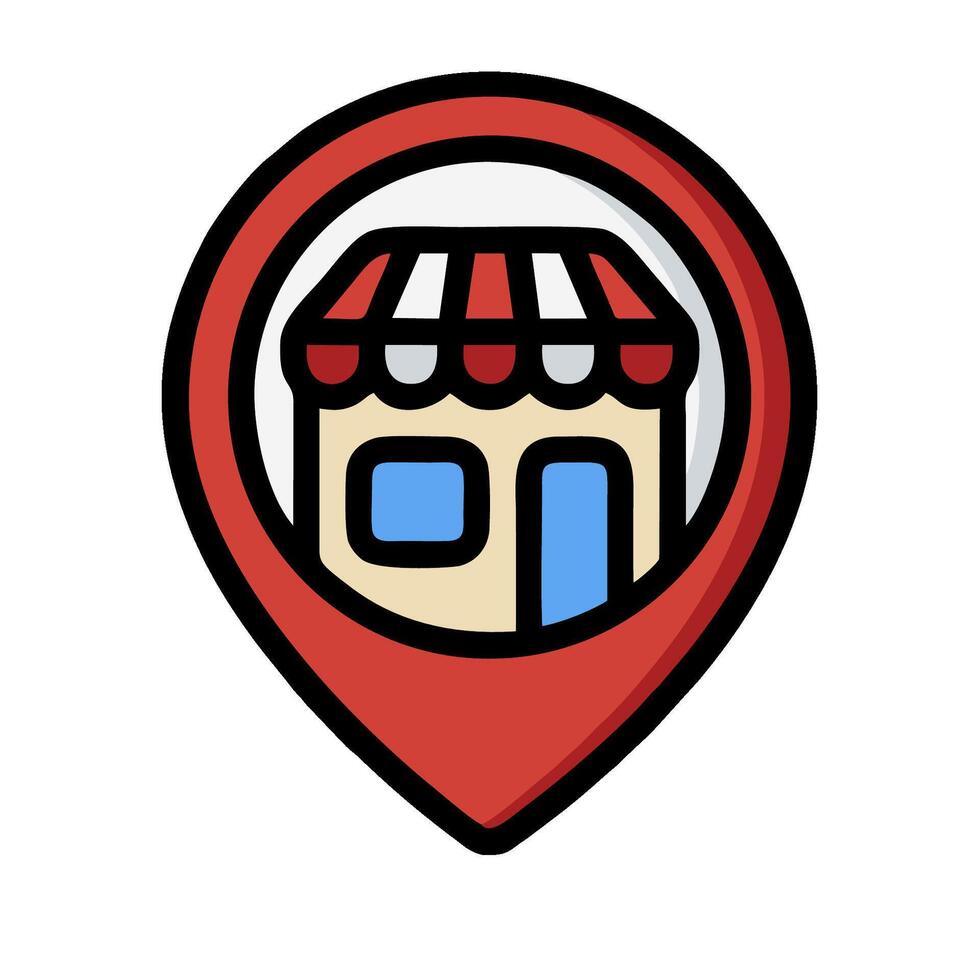 A map pin with a store icon vector