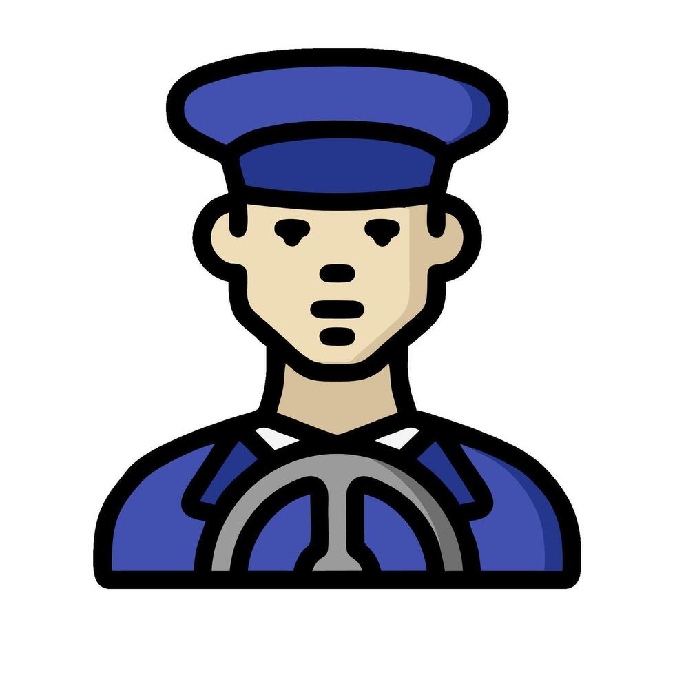 A man in a blue uniform holding a steering wheel vector