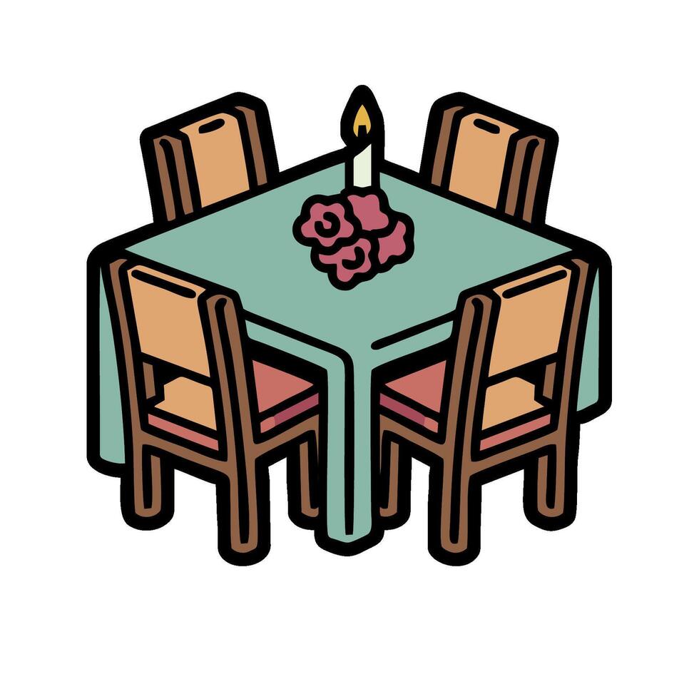A table with chairs and a candle on it vector