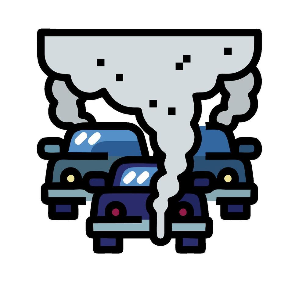 A cartoon car with smoke coming out of it vector