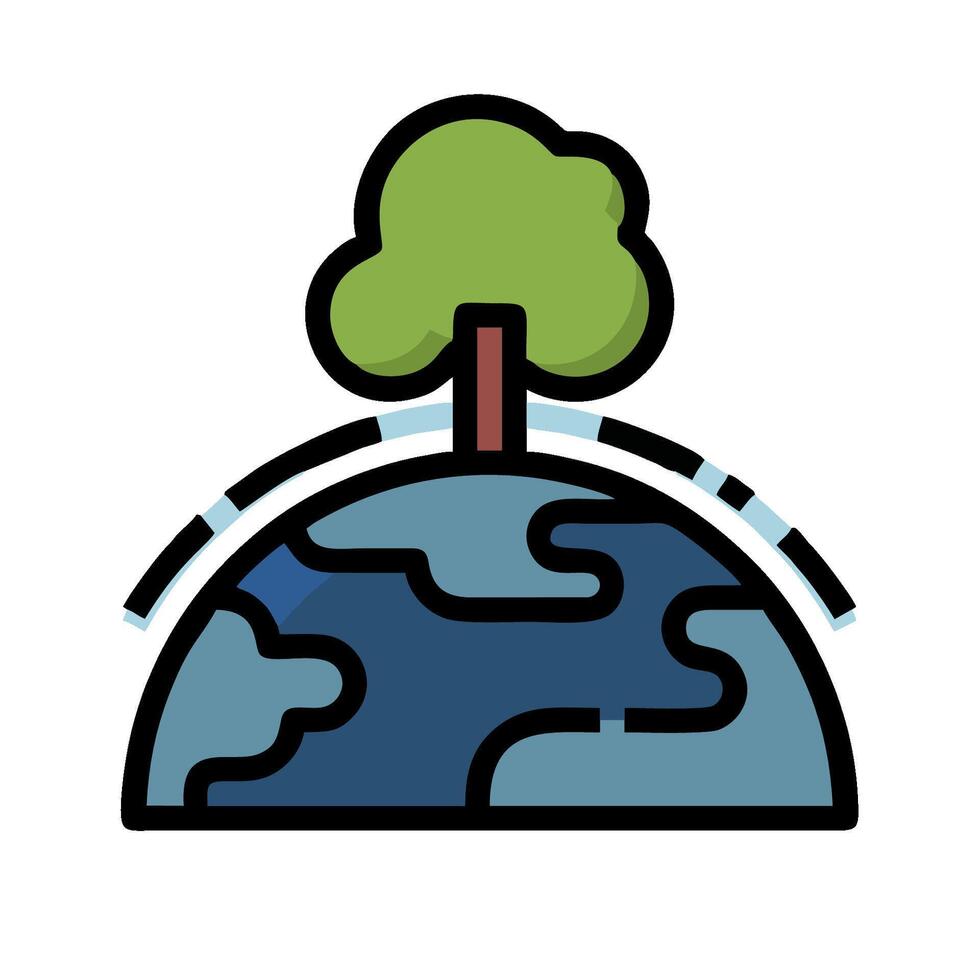 Earth globe with tree icon vector