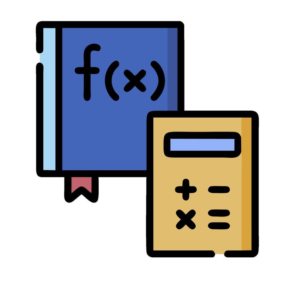 A calculator and a book with the letters f and x vector