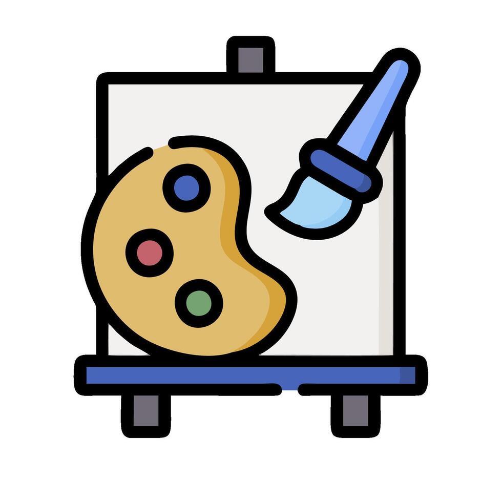 A paintbrush and palette on a easel vector