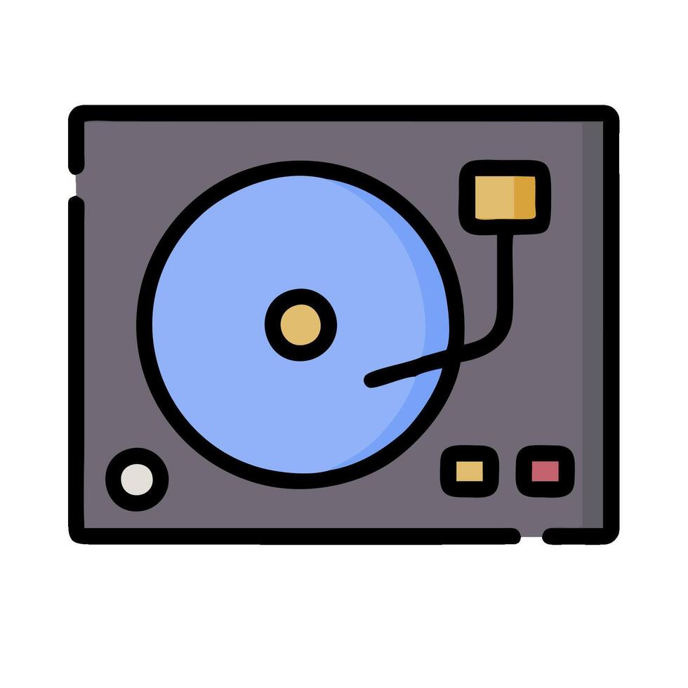 A turntable with a blue record on it vector