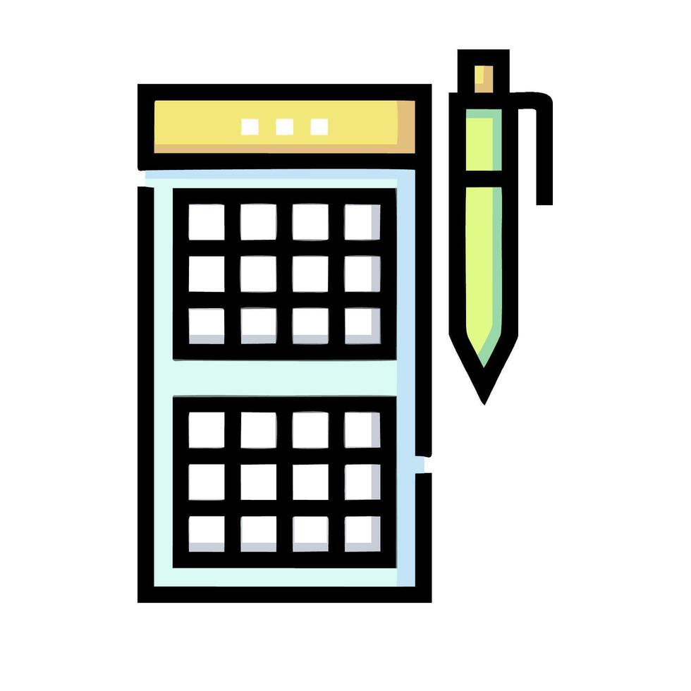 Calculator and pen icon illustration design vector