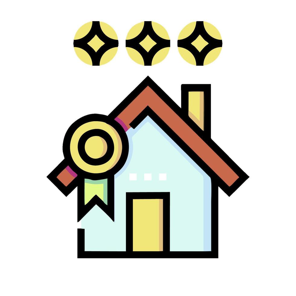 A house with a ribbon and five stars vector