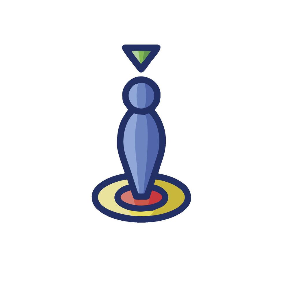 A blue man standing on a circular platform vector