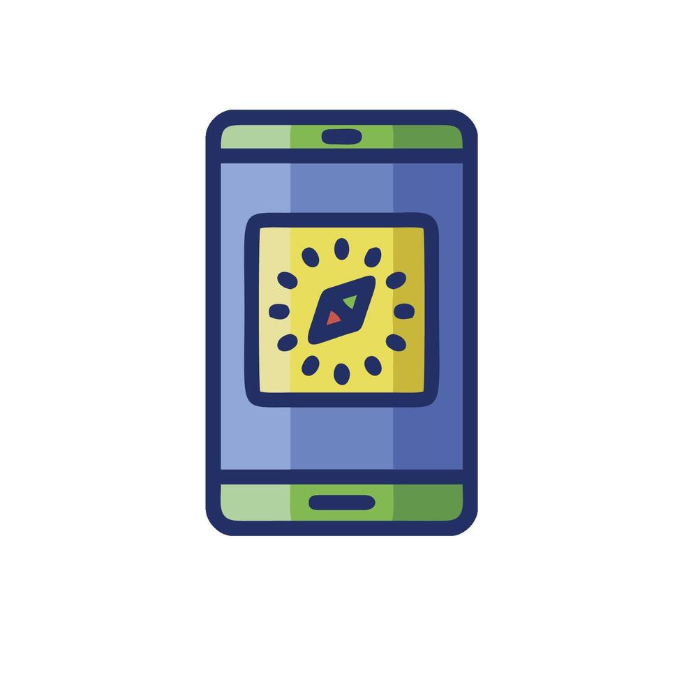 A phone with a clock on it vector